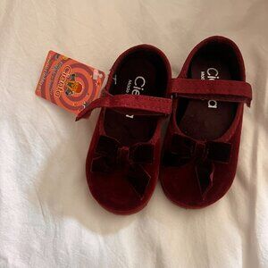 NIB Cienta Burgundy Velvet Mary Janes, US size 7/Euro 23